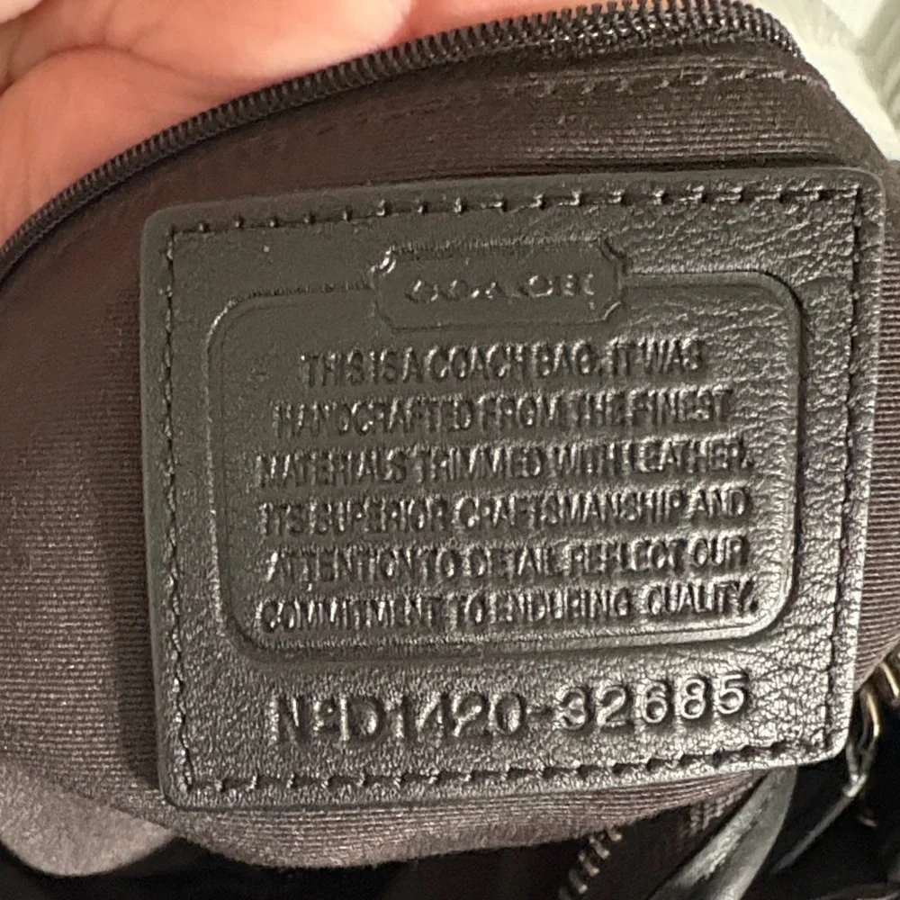 Coach Black Logo Fabric & Leather Shoulder Bag Adjustable Strap Zip Pockets